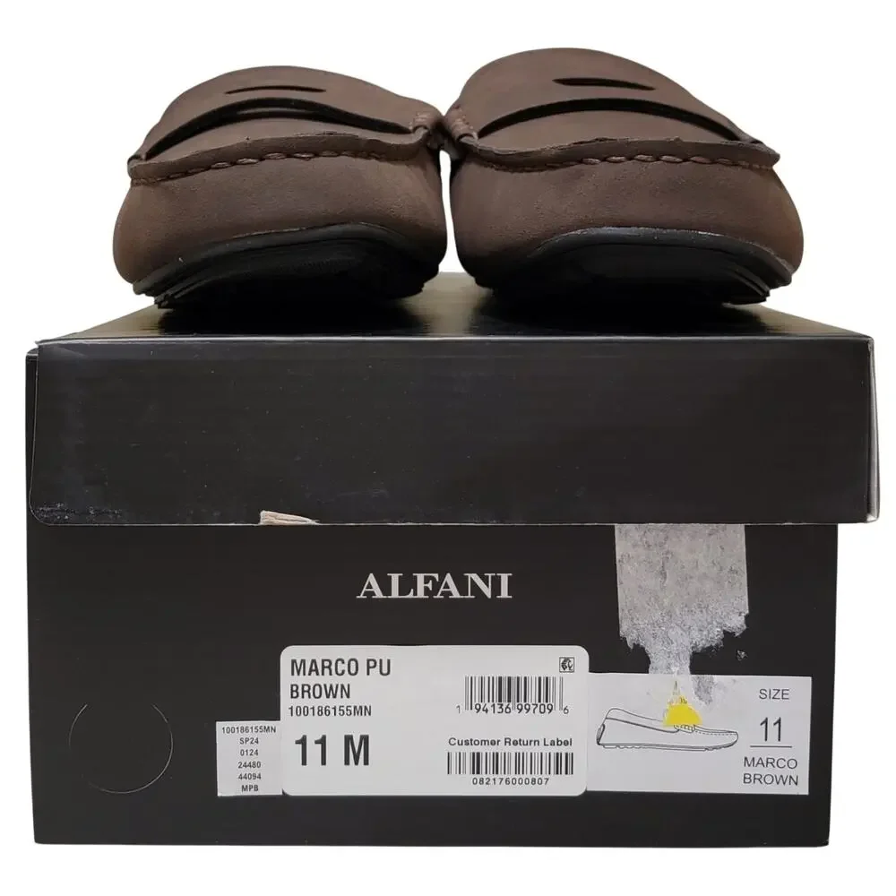 Alfani Men Marco Slip On Moc Toe Penny Loafers Size US 11M Brown Faux Suede - Picture 4 of 4